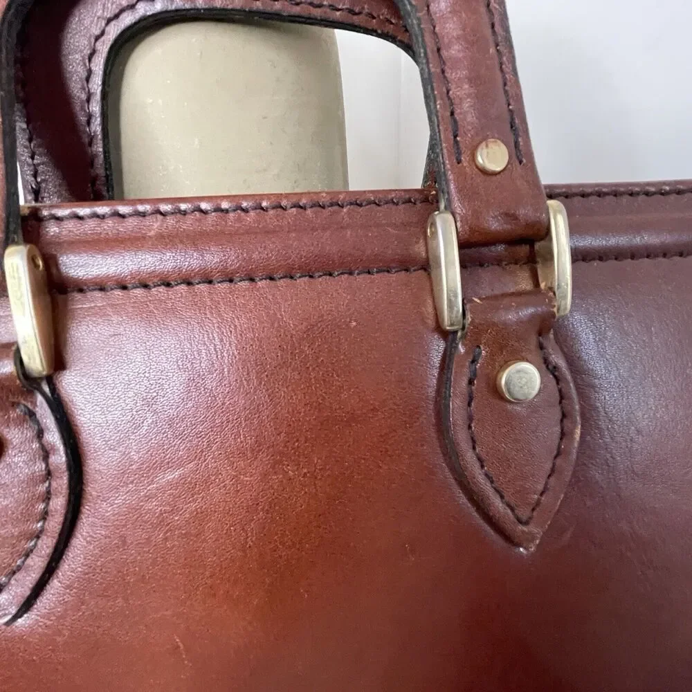 VTG 70s 80s Crouch & Fitzgerald Cognac Leather Document Holder Briefcase Wall St